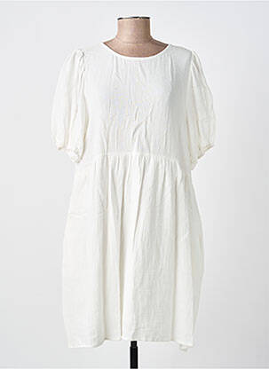 Robe courte manches courtes manches courtes blanc KILKY femme