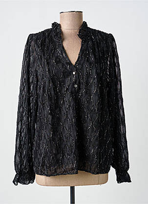 Blouse légère et transparente manches longues noir KILKY femme
