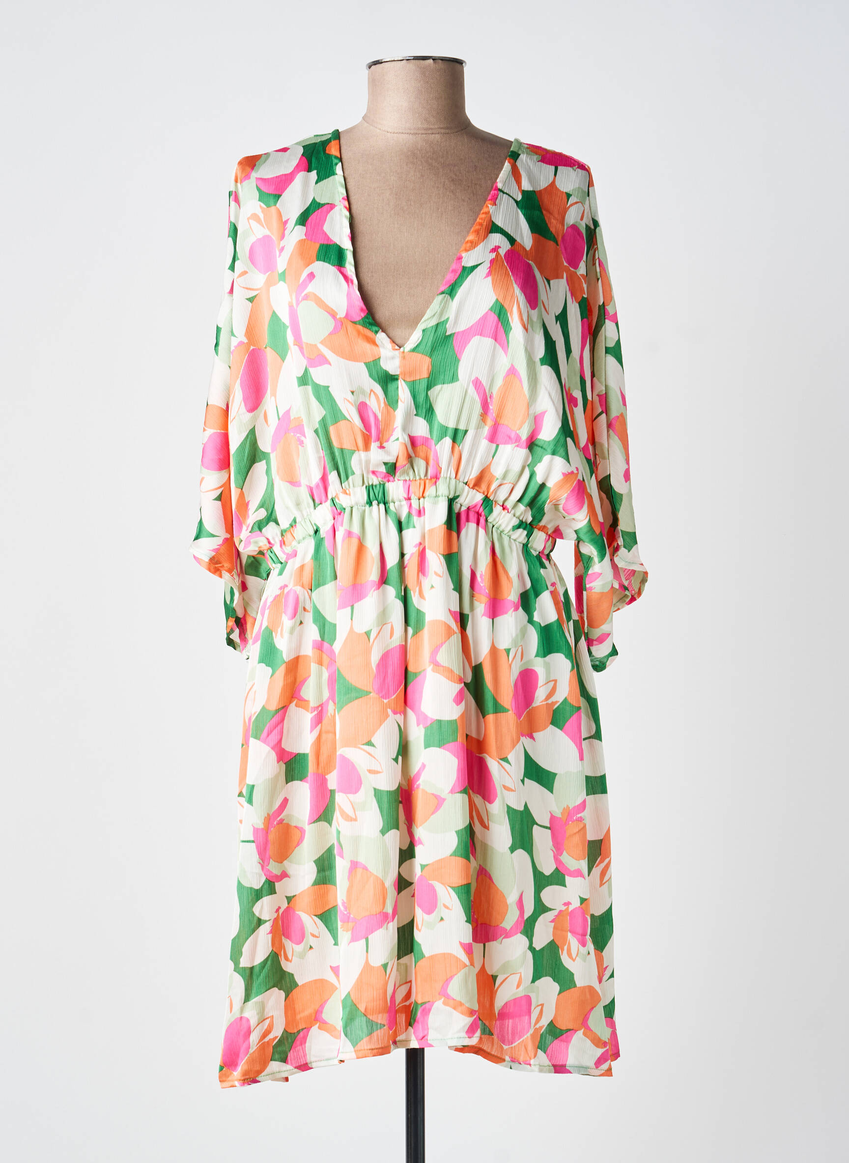 Robe mi-longue manches 3/4 manches 3/4 vert SUZZY & MILLY femme