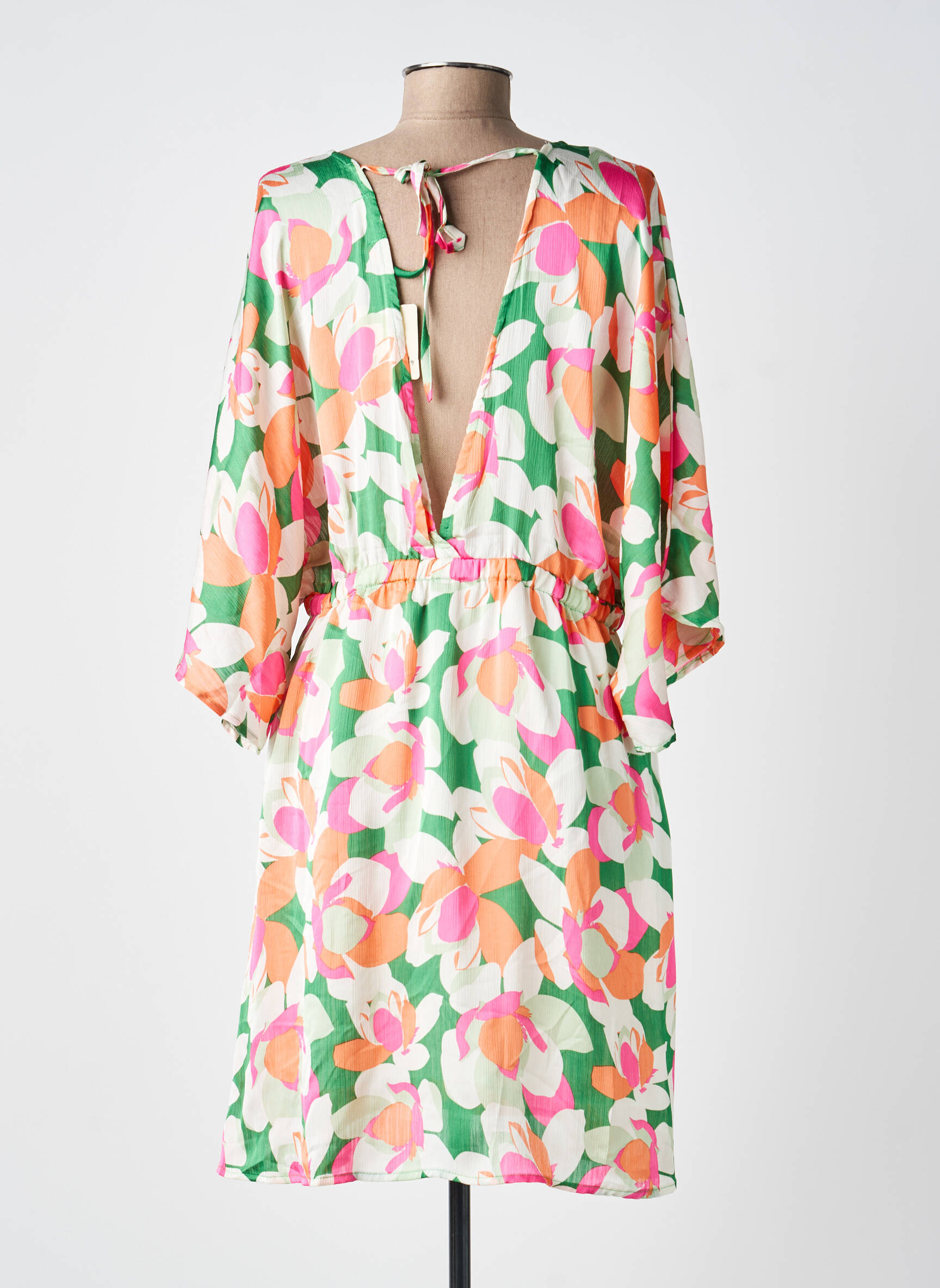 Robe mi-longue manches 3/4 manches 3/4 vert SUZZY & MILLY femme