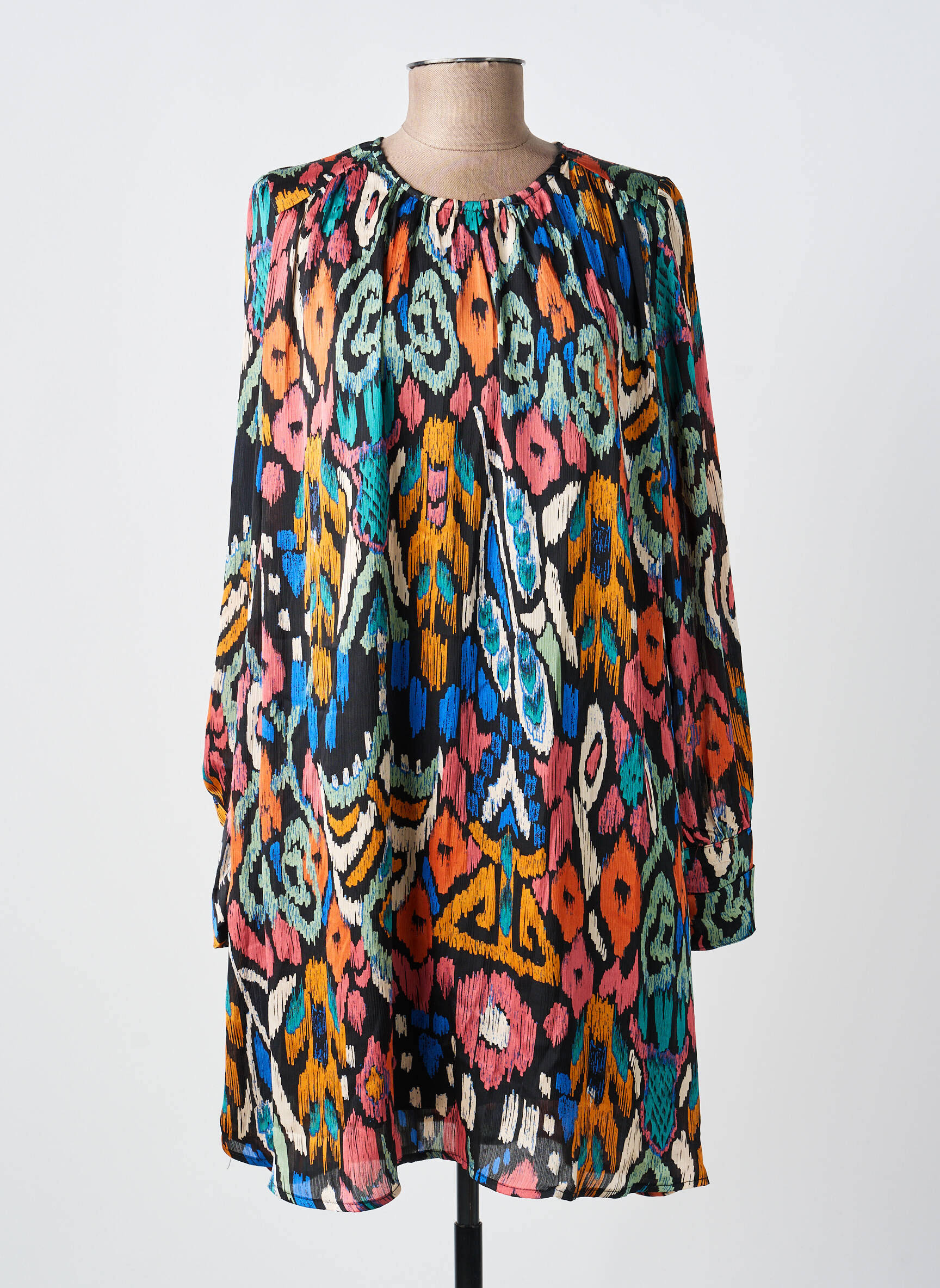 Robe courte manches longues manches longues orange LILI & LALA femme