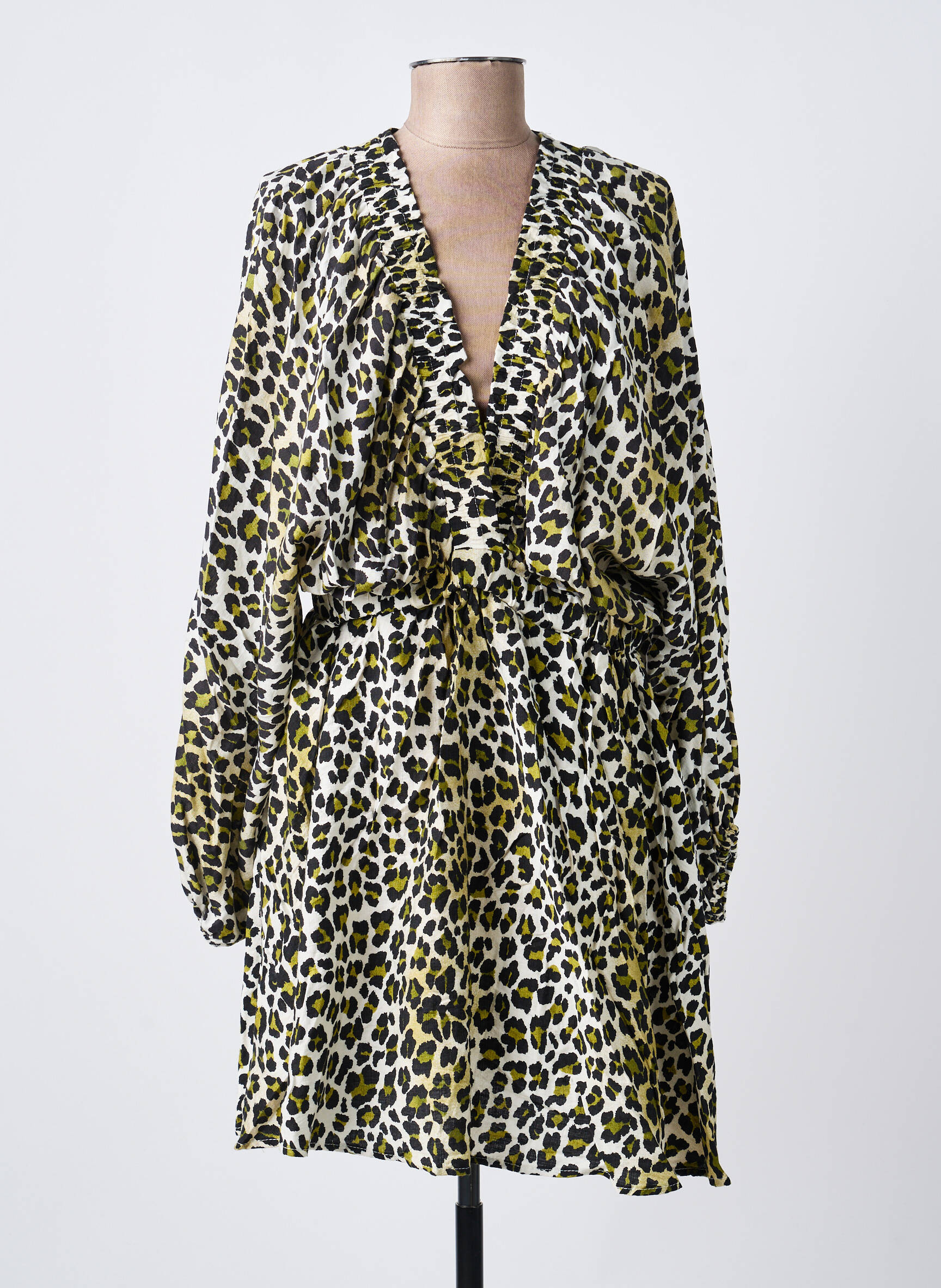 Robe courte manches longues manches longues vert KILKY femme