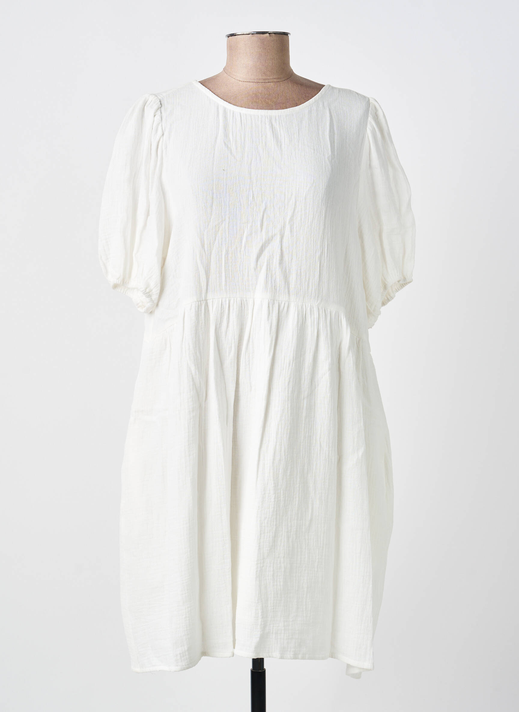Robe courte manches courtes manches courtes blanc KILKY femme