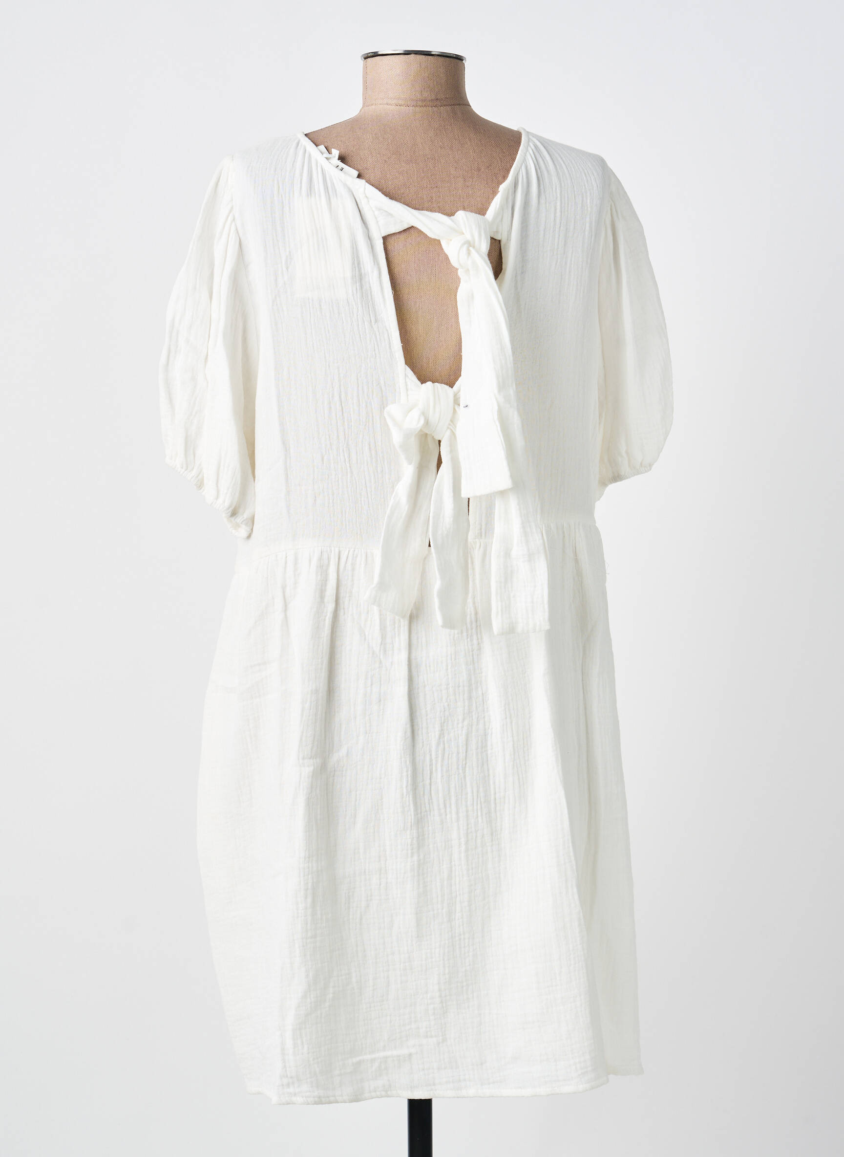 Robe courte manches courtes manches courtes blanc KILKY femme