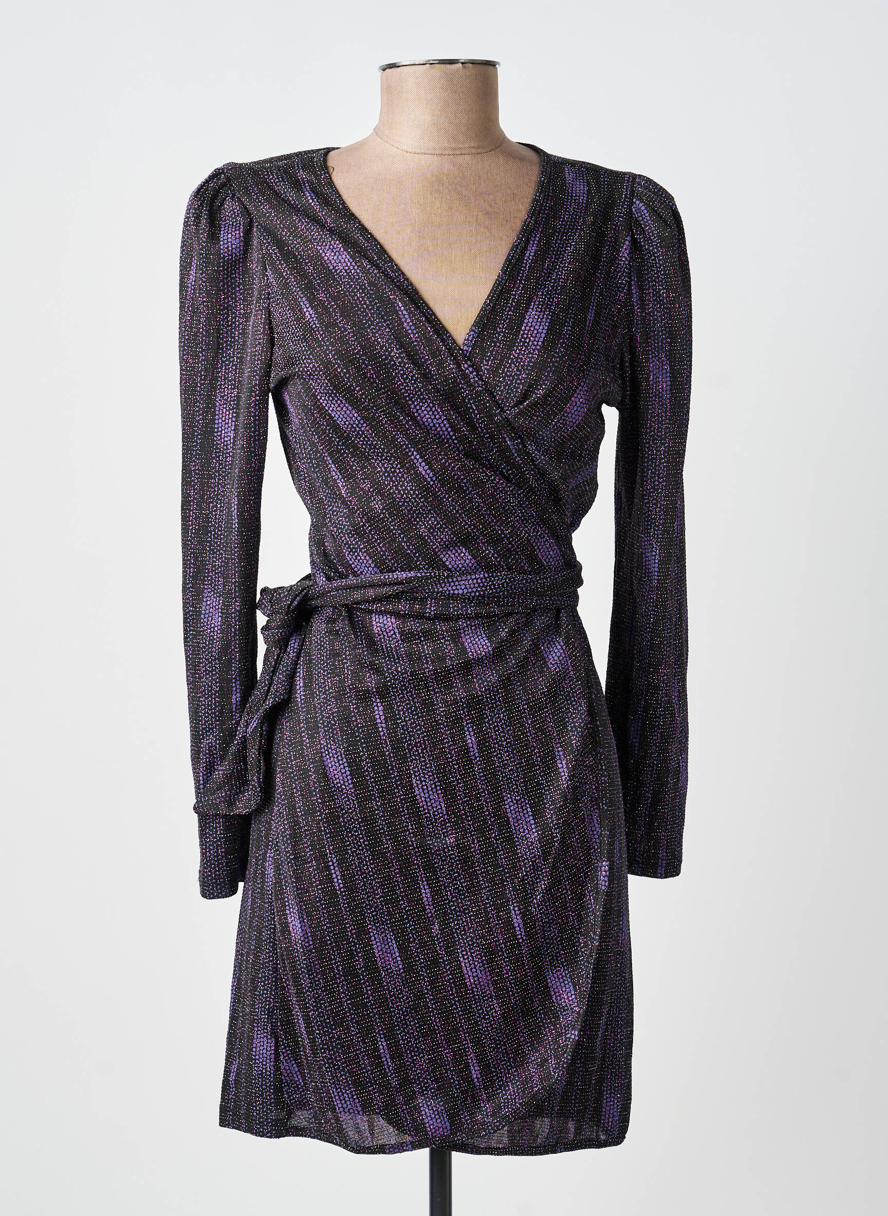 Robe courte manches longues manches longues noir KILKY femme
