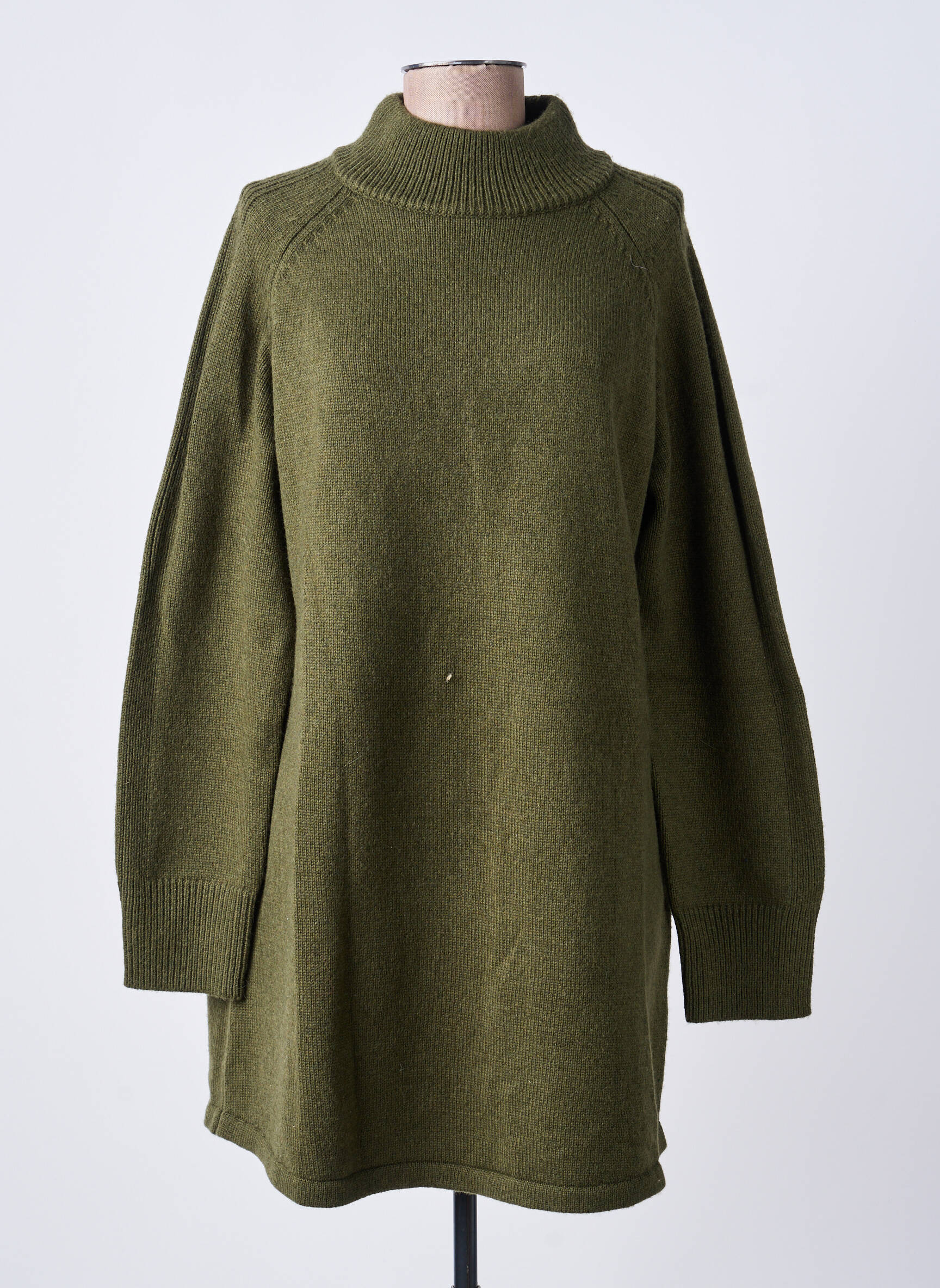Robe pull coupe droite manches longues vert GRACE & MILA femme