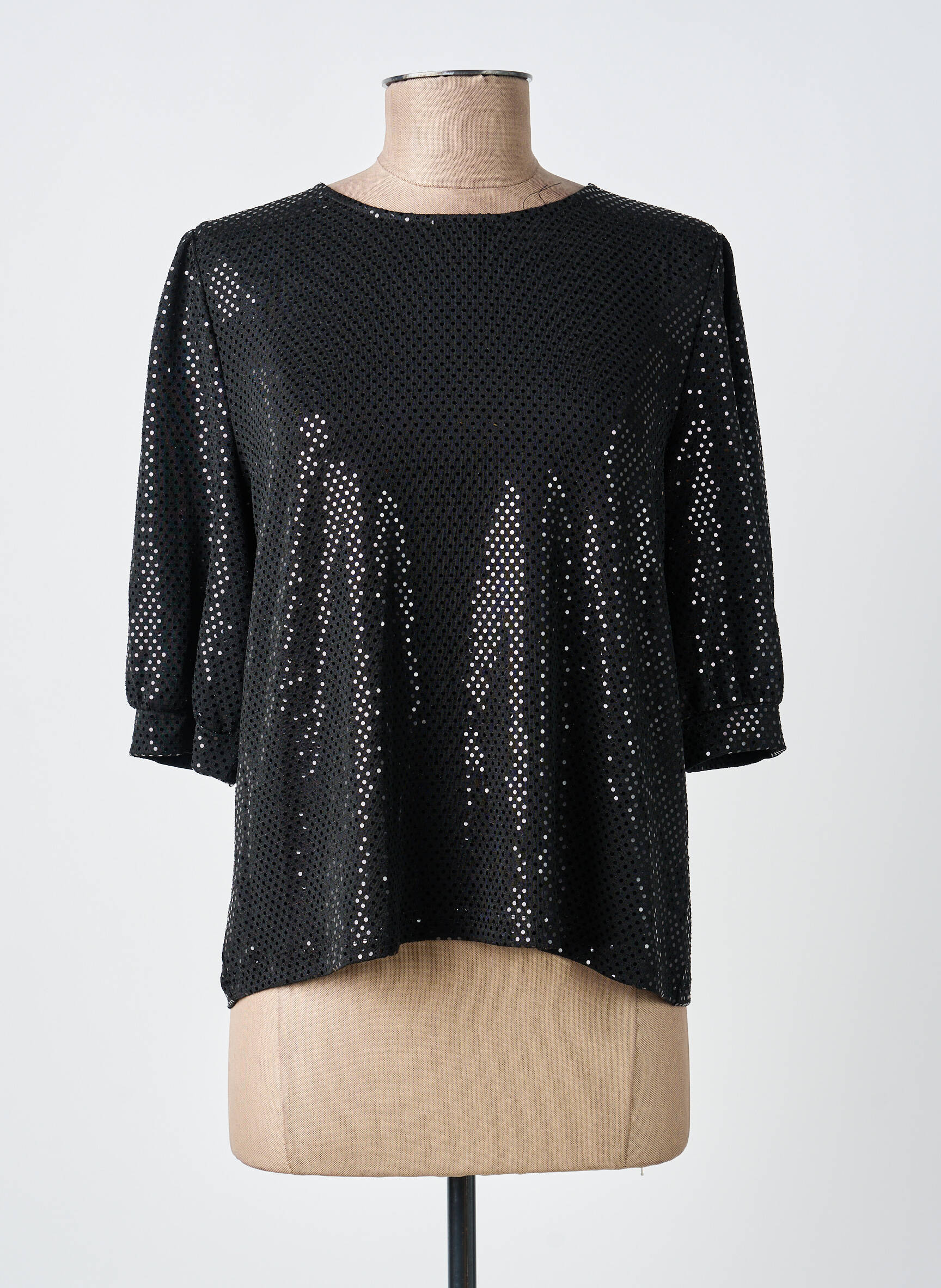 Top stretch manches courtes noir GRACE & MILA femme
