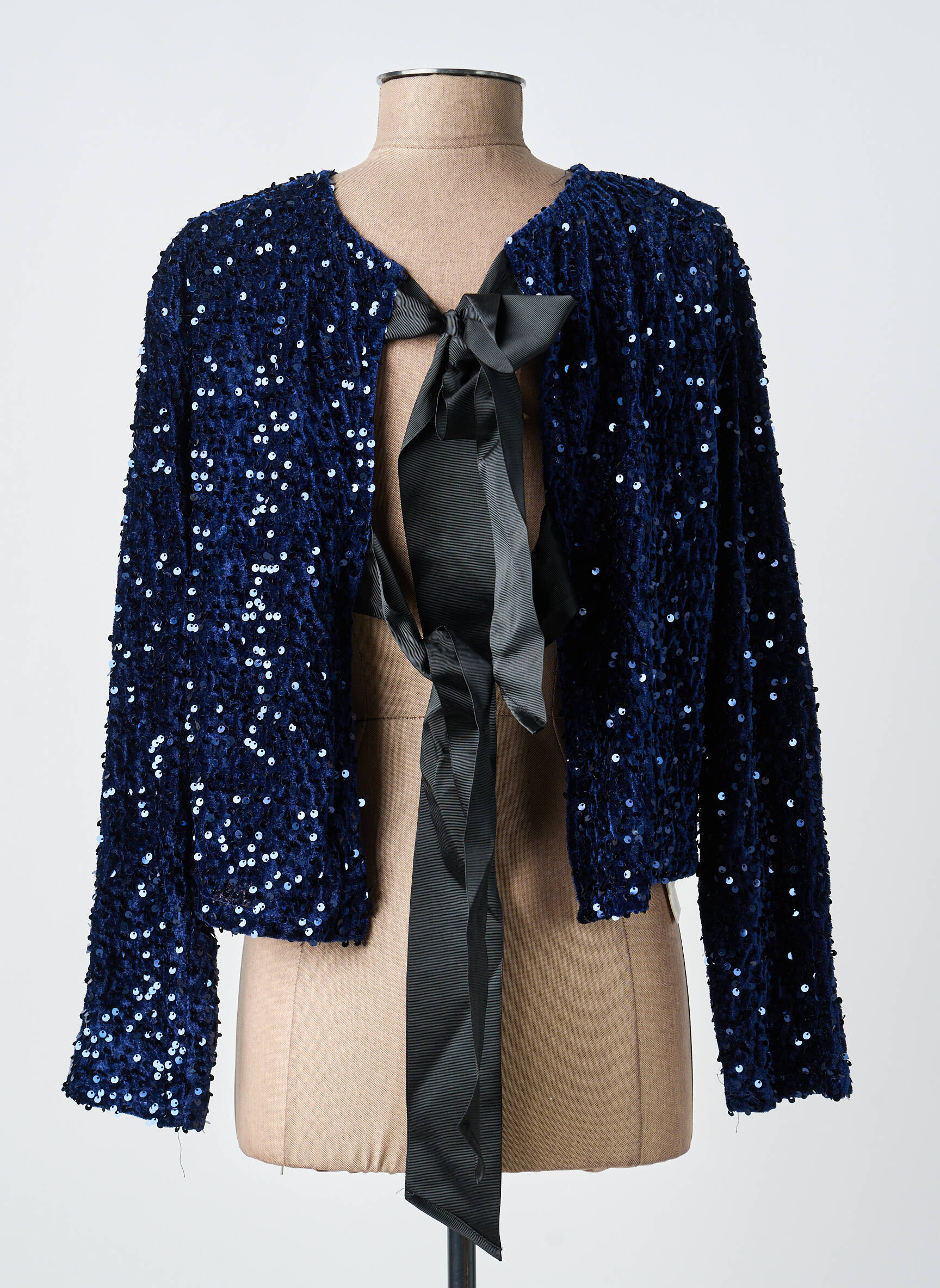 Top col rond manches longues bleu KILKY femme