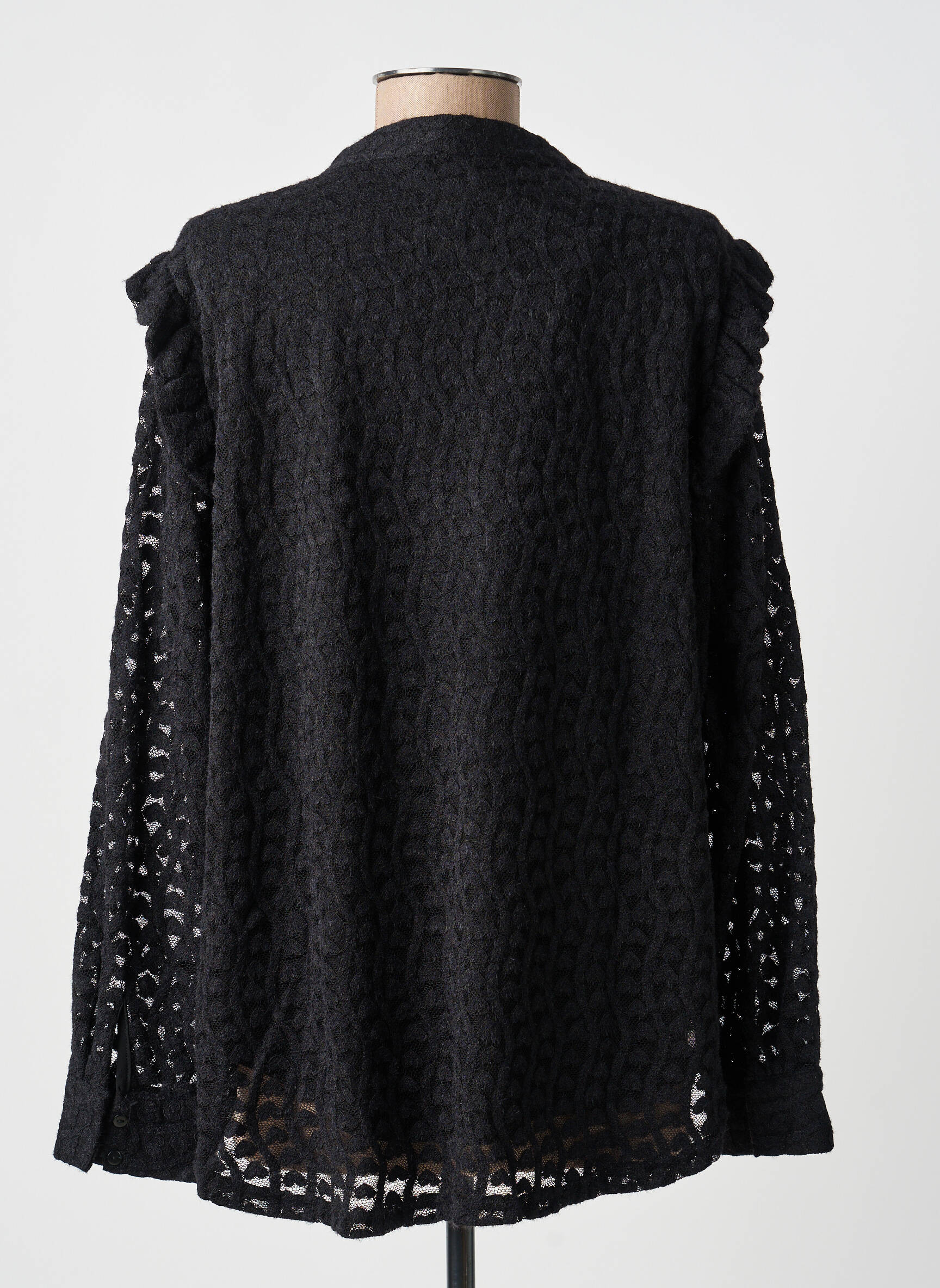 Blouse poignets boutonnés avec fente manches longues noir KILKY femme