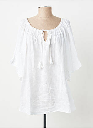 Tunique manches courtes tissage crêpe blanc ANDROMEDE femme