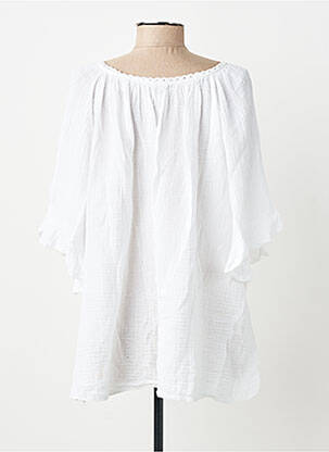 Tunique manches courtes tissage crêpe blanc ANDROMEDE femme