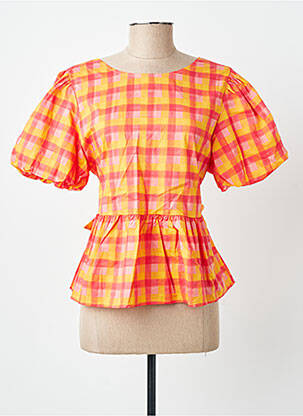 Blouse tissage popeline manches courtes orange CERISE BLUE femme