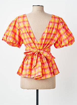 Blouse tissage popeline manches courtes orange CERISE BLUE femme