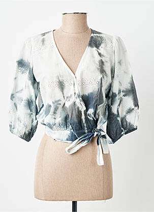 Blouse tissage popeline manches 3/4 gris GARANCE femme