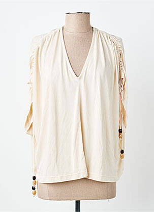 Top stretch manches courtes beige ORFEO femme