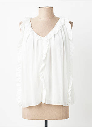 Blouse légère et transparente sans manche blanc KILKY femme