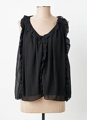 Blouse légère et transparente sans manche noir KILKY femme
