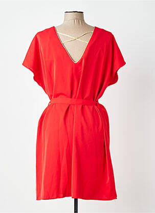 Robe mi-longue tissage crêpe manches courtes rouge EMMA ELLA femme