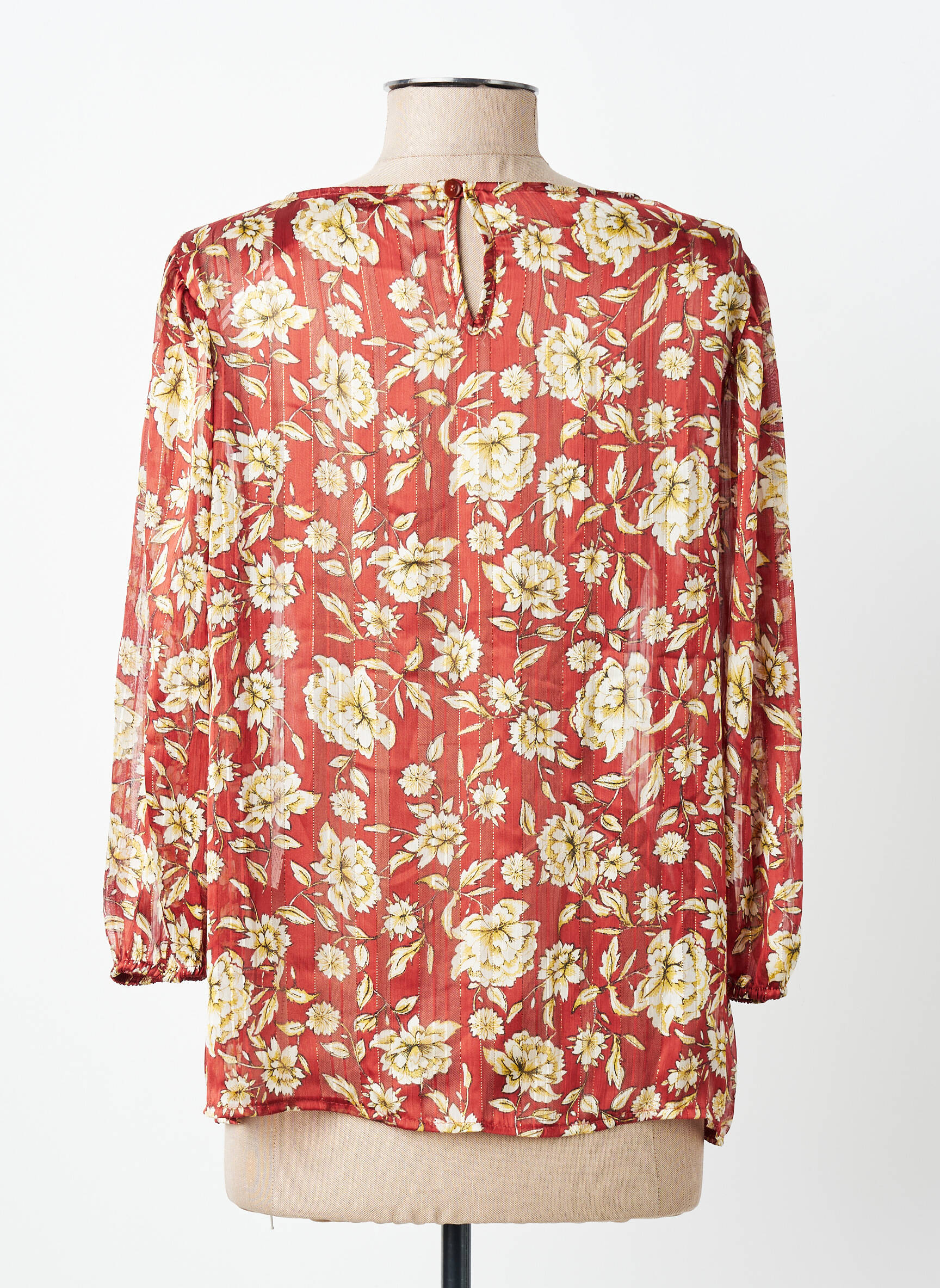 Blouse légère et transparente manches 3/4 rouge PAKO LITTO femme