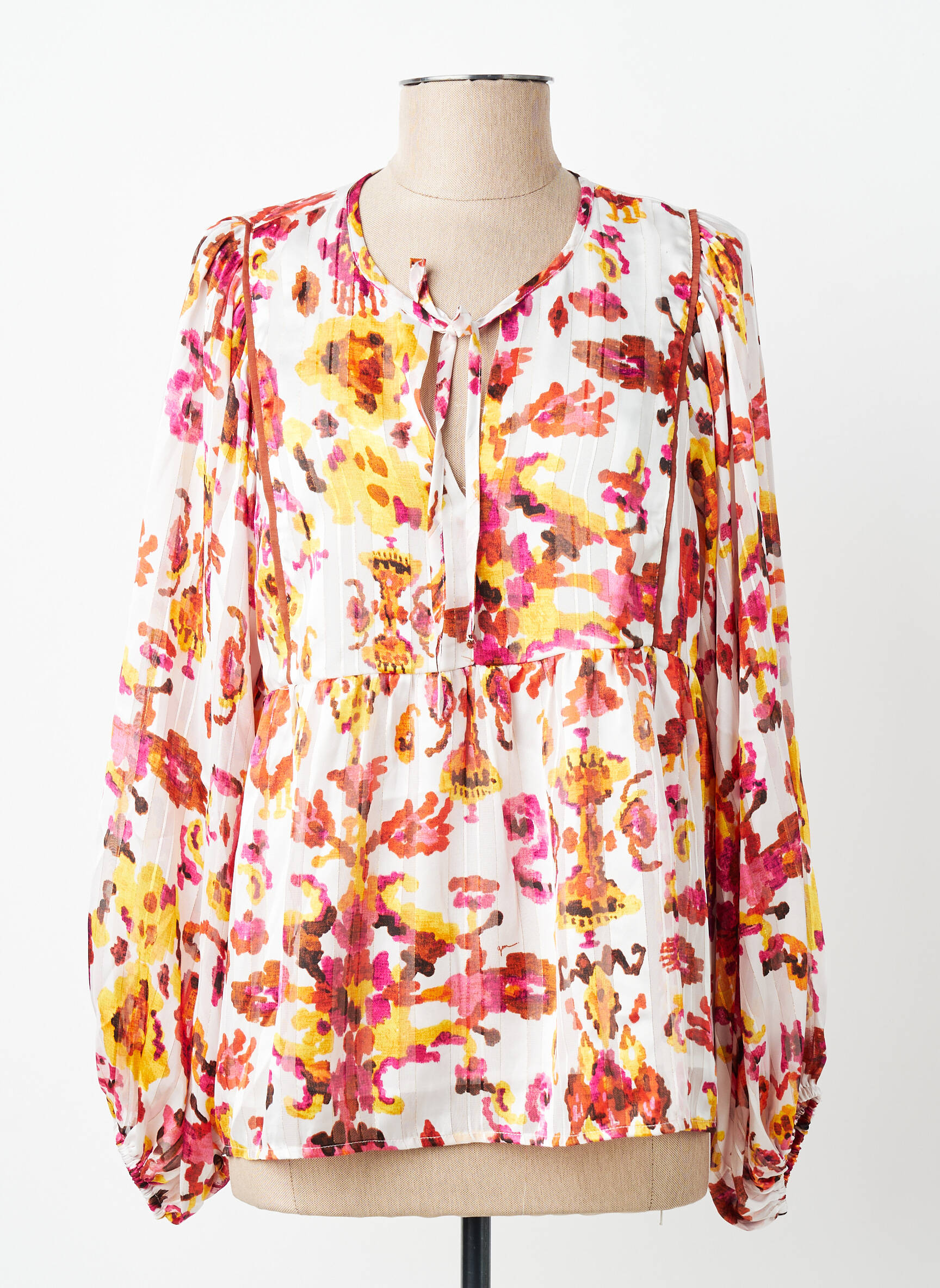 Blouse légère et transparente manches longues rouge GRACE & MILA femme