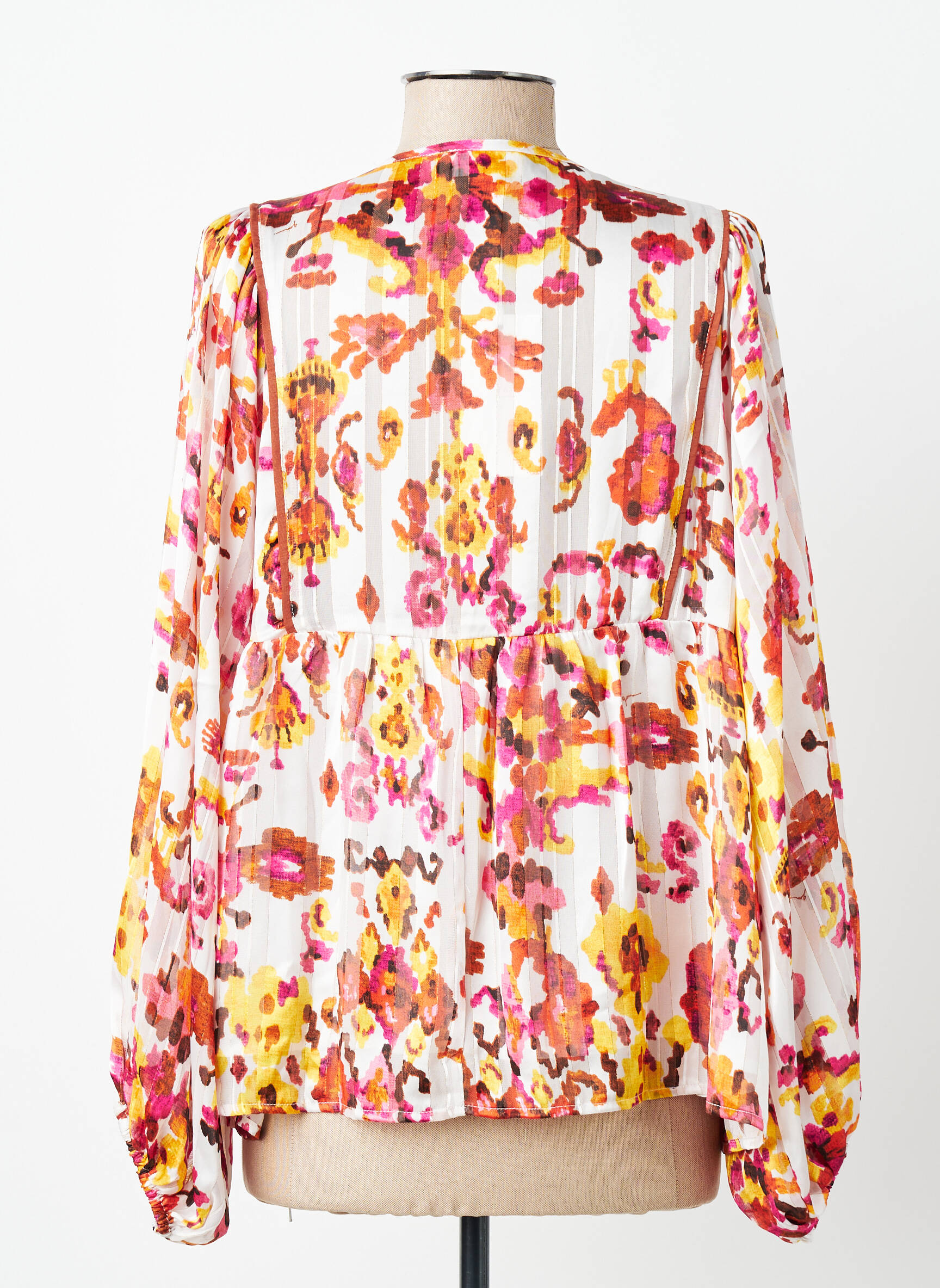 Blouse légère et transparente manches longues rouge GRACE & MILA femme