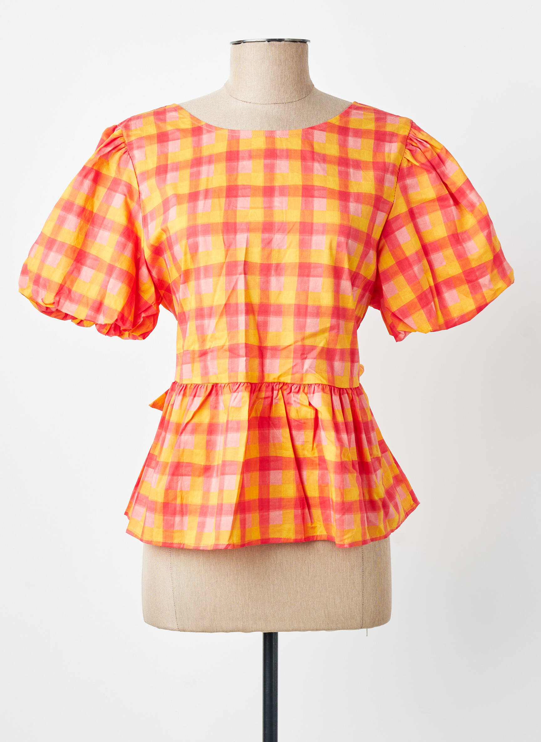 Blouse tissage popeline manches courtes orange CERISE BLUE femme