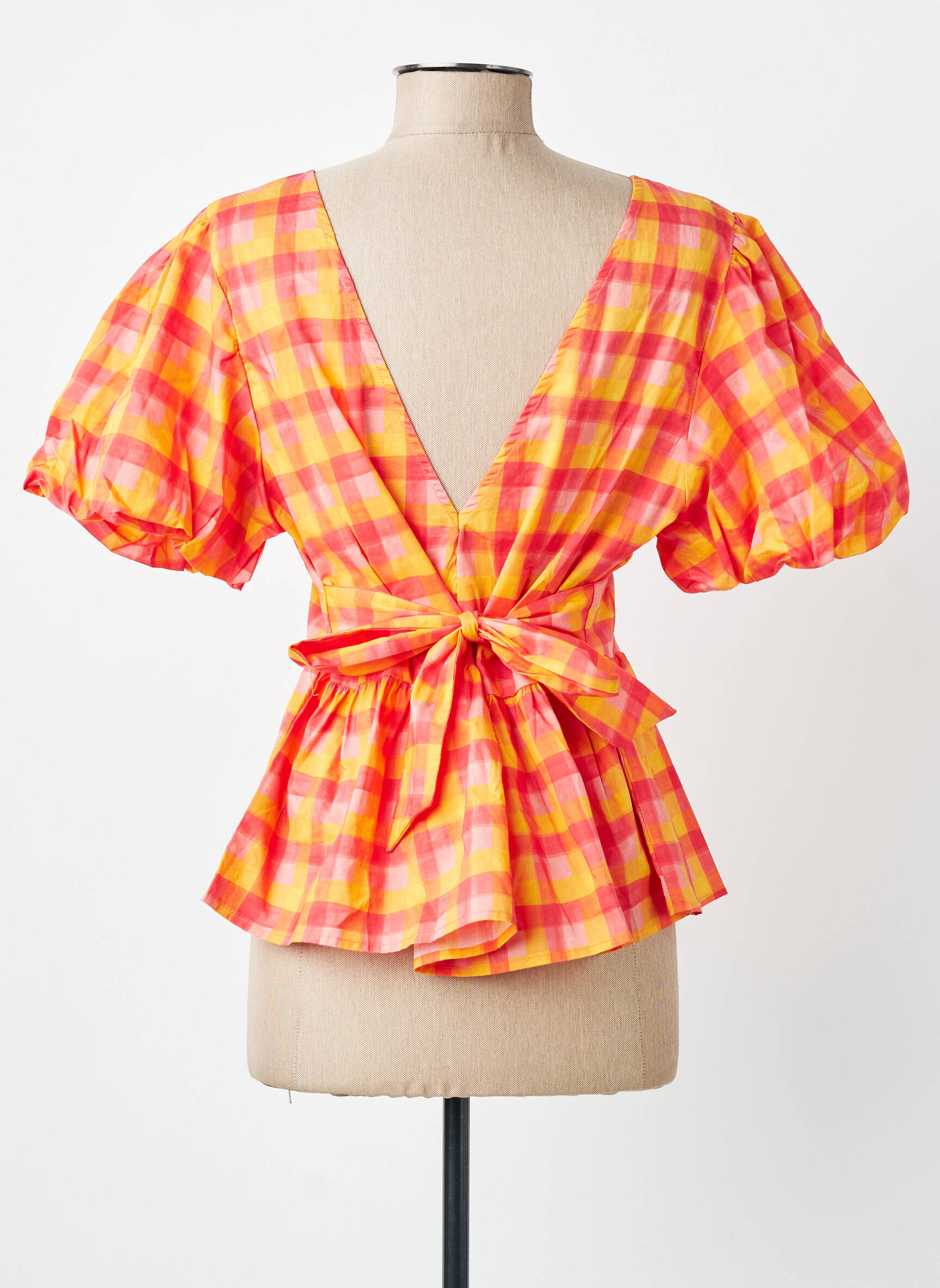 Blouse tissage popeline manches courtes orange CERISE BLUE femme