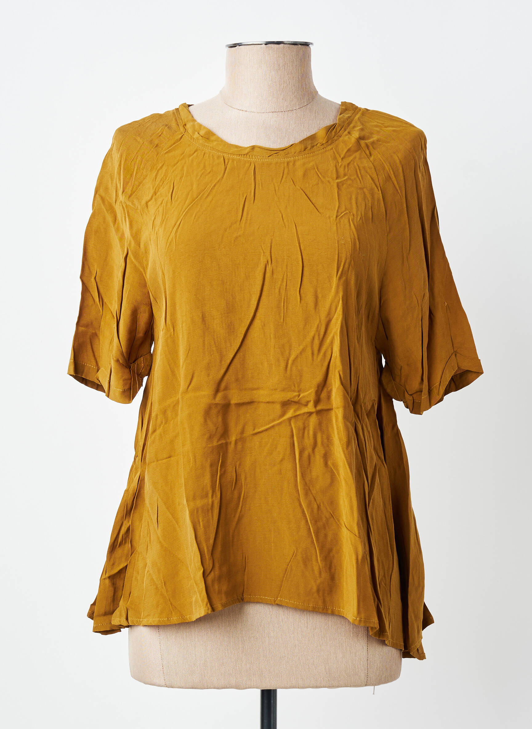 Blouse col rond manches courtes jaune AMERICAN VINTAGE femme