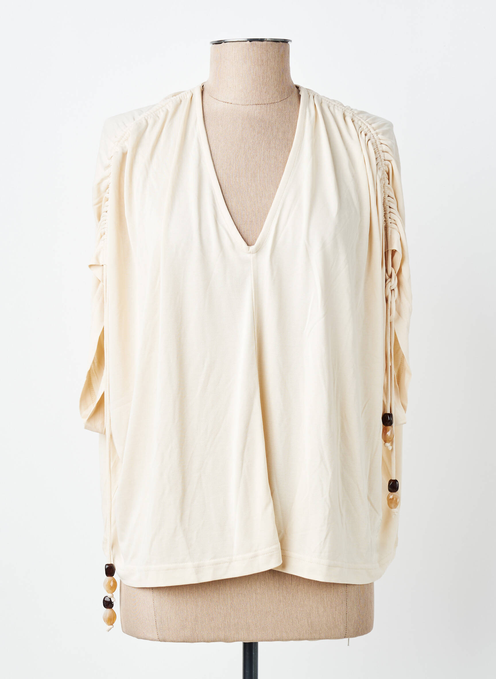 Top stretch manches courtes beige ORFEO femme
