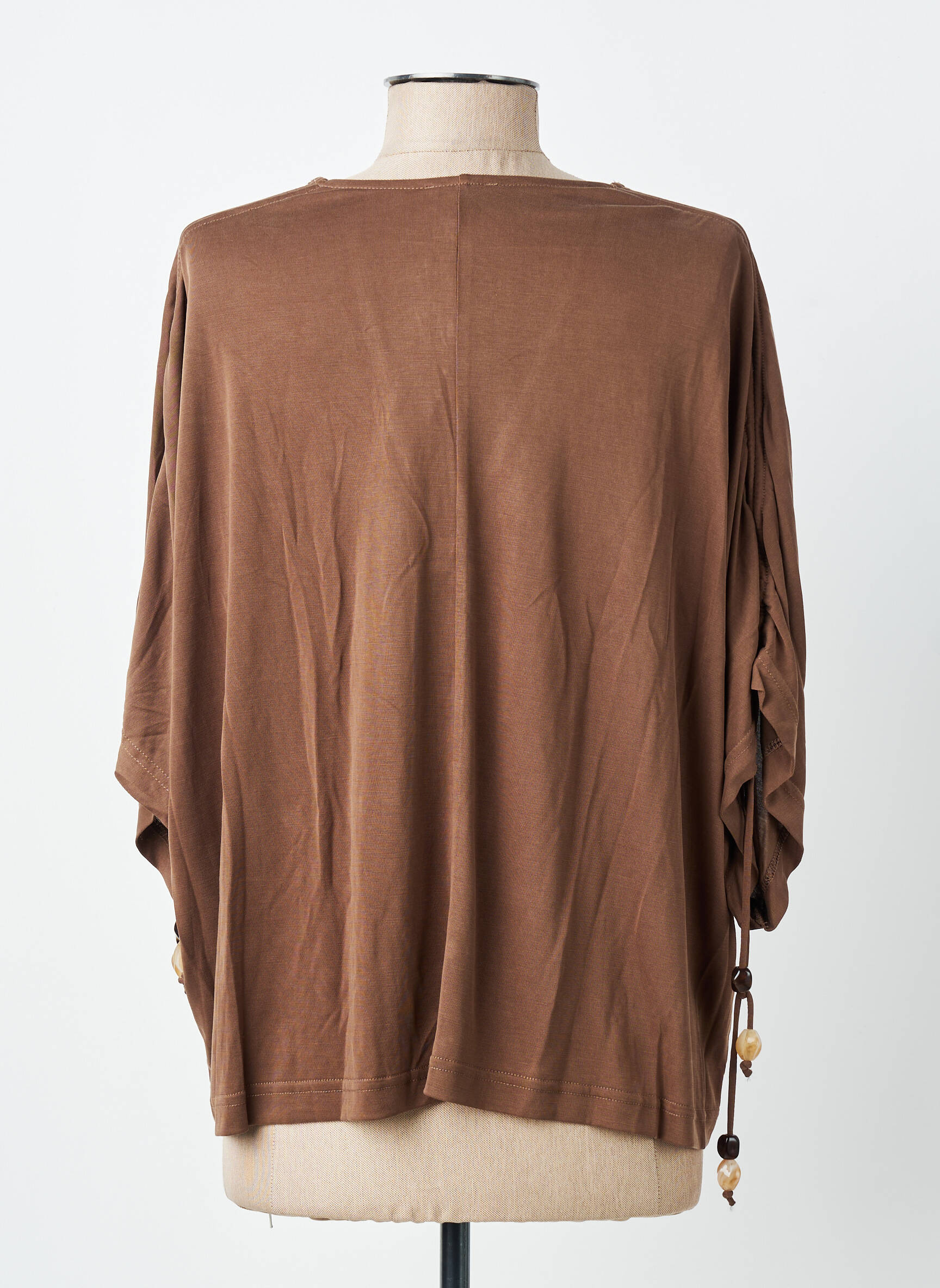 Top stretch manches courtes marron ORFEO femme