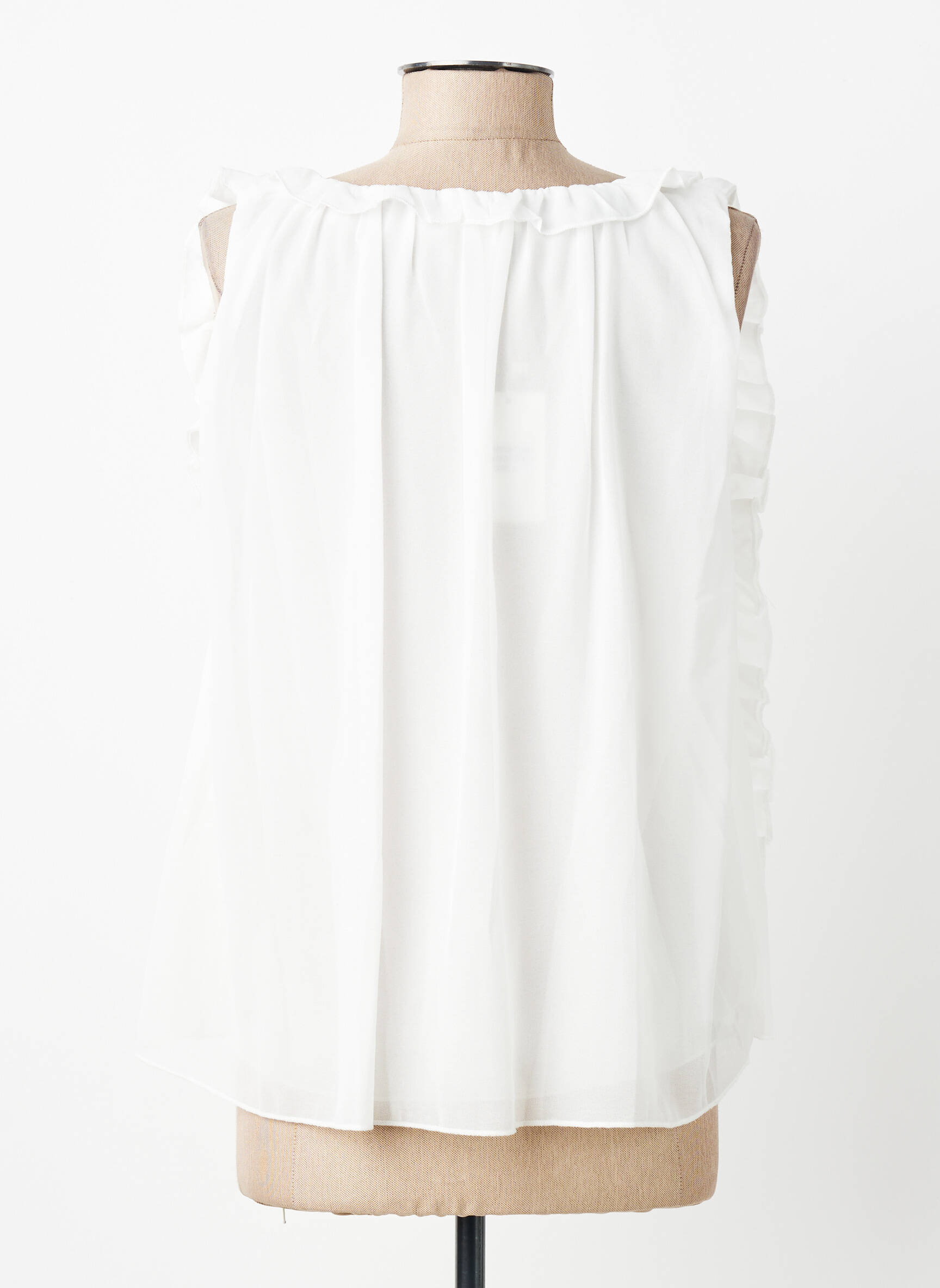 Blouse légère et transparente sans manche blanc KILKY femme