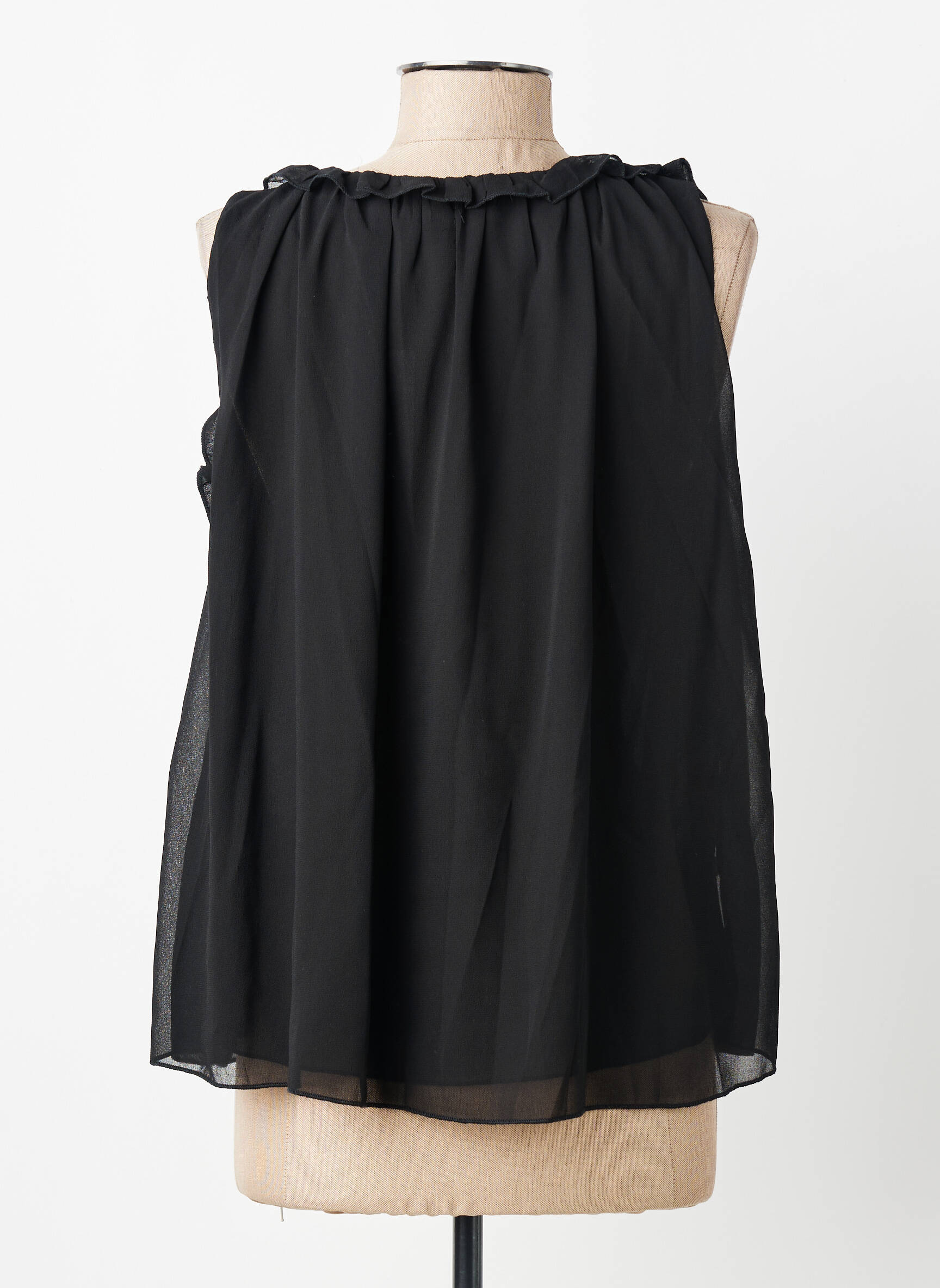 Blouse légère et transparente sans manche noir KILKY femme