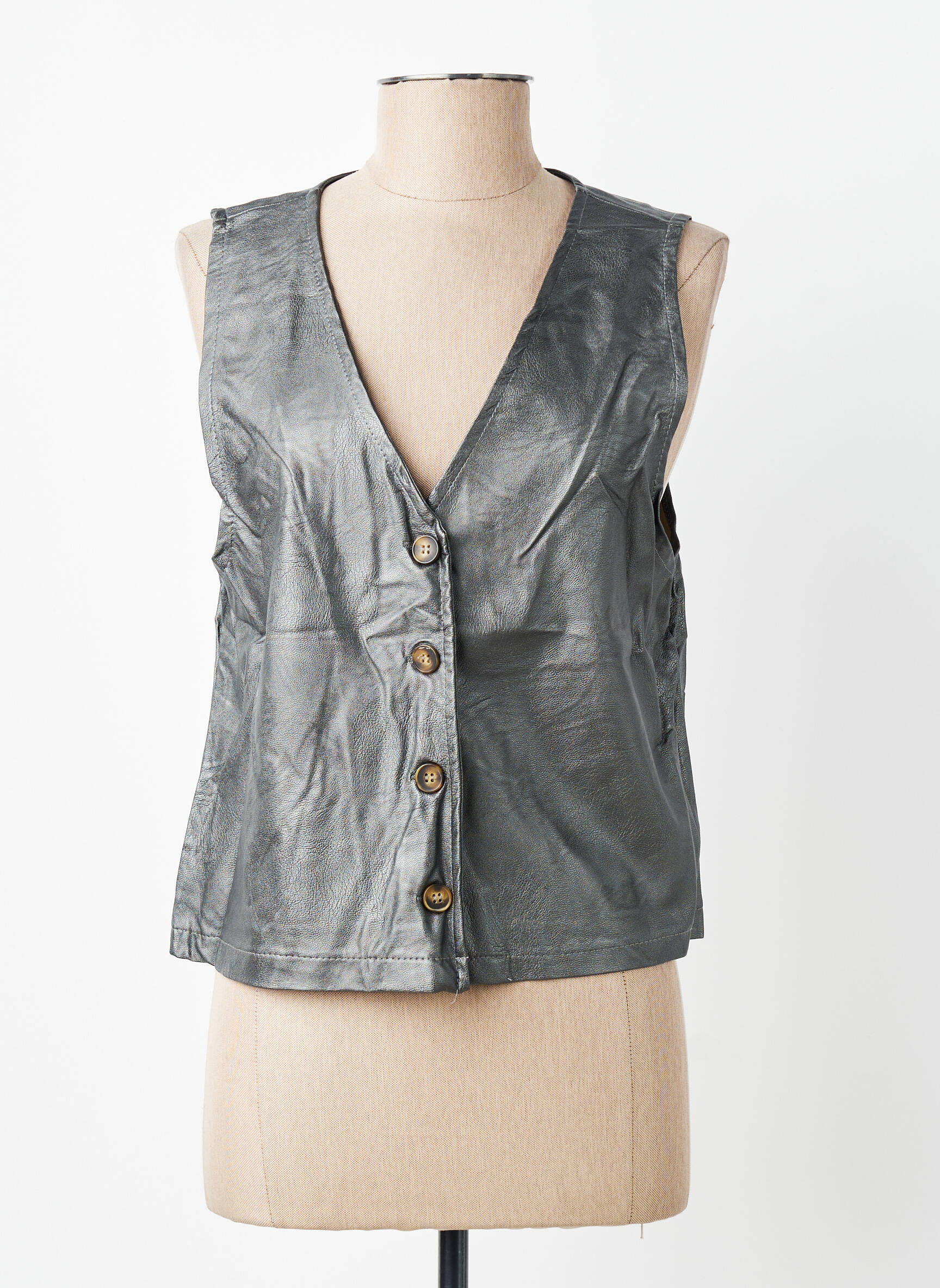 Gilet sans manche coupe cintrée gris LES IMPATIENTES femme