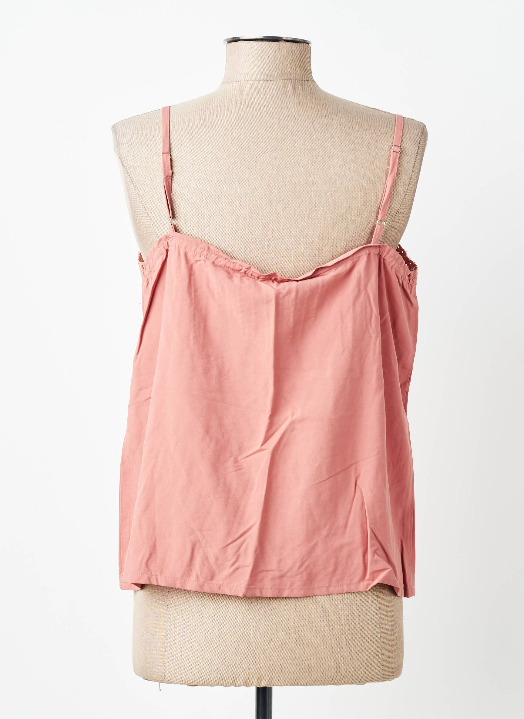 Top col carré fines bretelles rose CHARLIOR femme