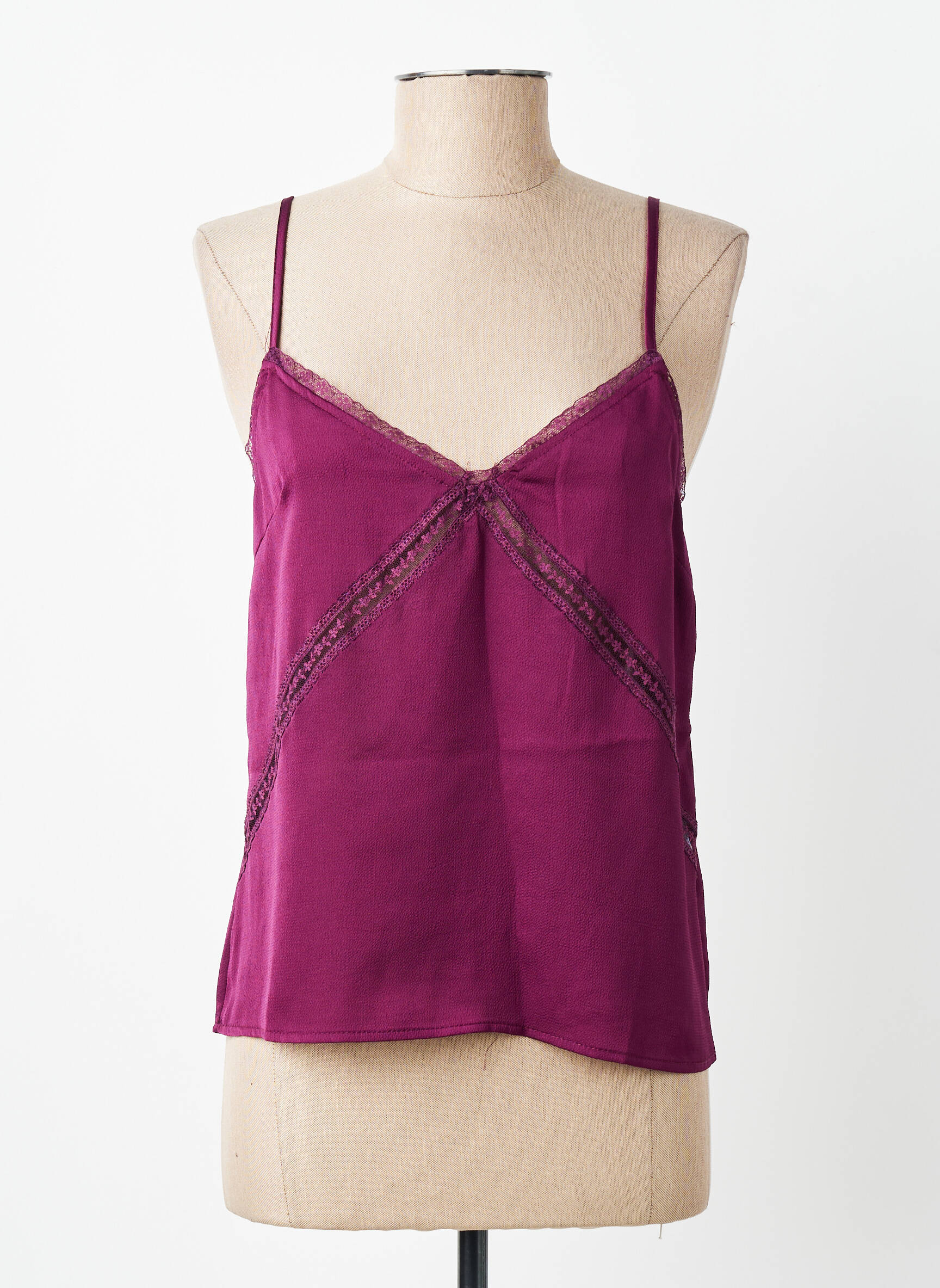 Top tissage crêpe fines bretelles violet GARANCE femme