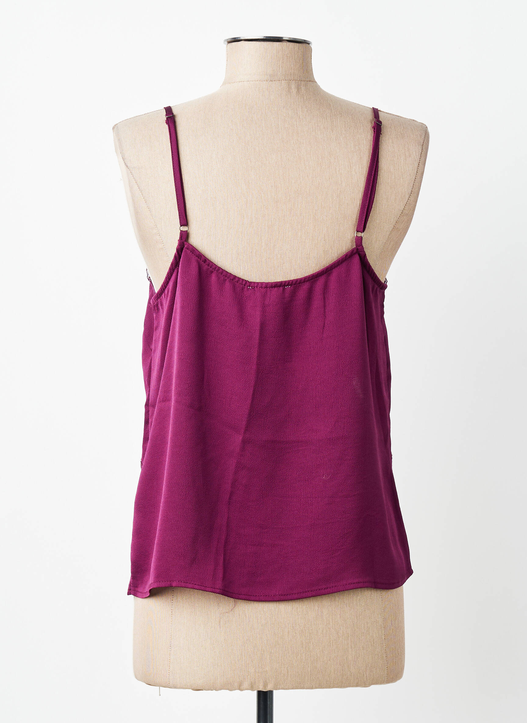 Top tissage crêpe fines bretelles violet GARANCE femme