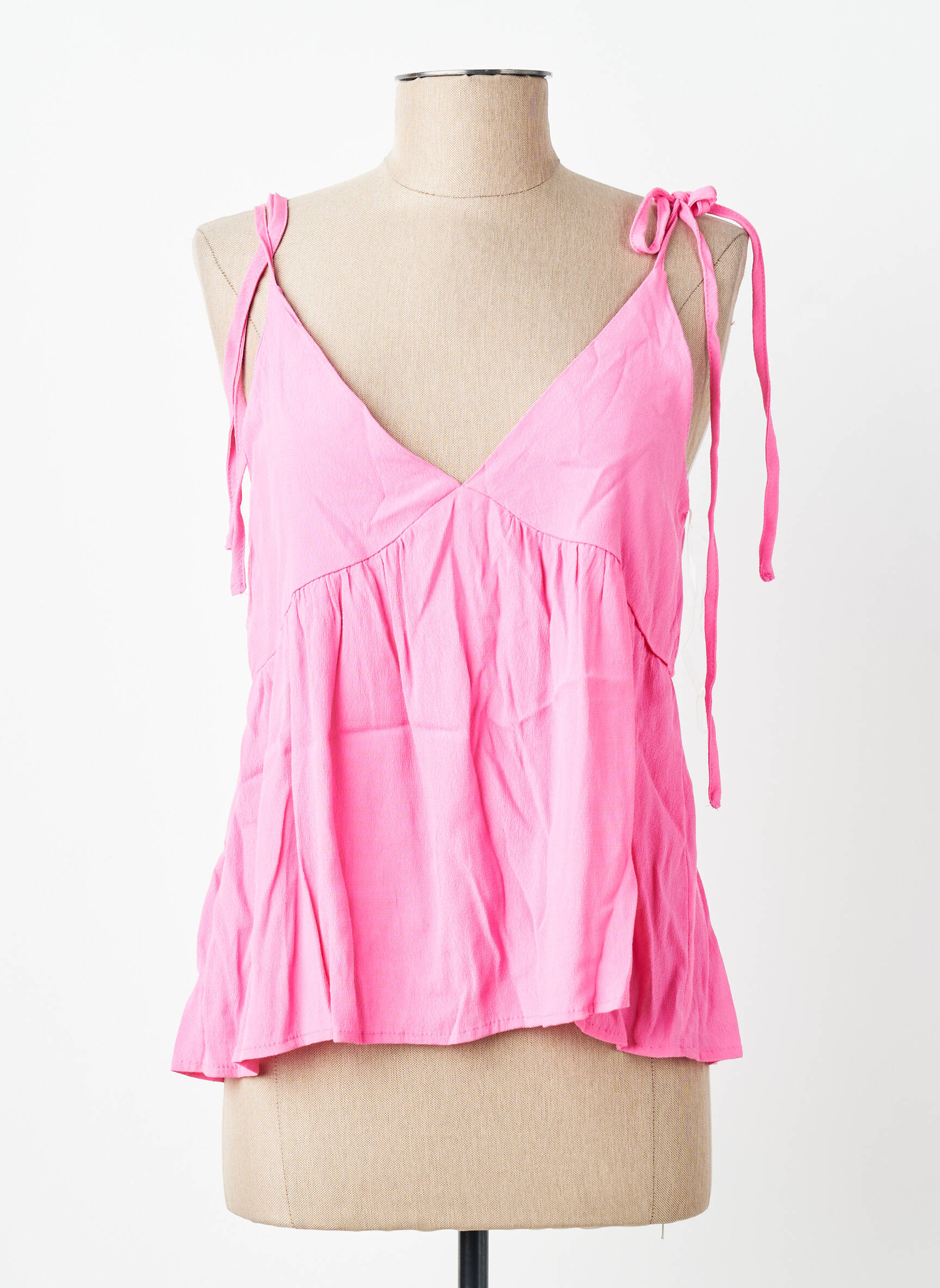 Top tissage crêpe fines bretelles rose LILI & LALA femme