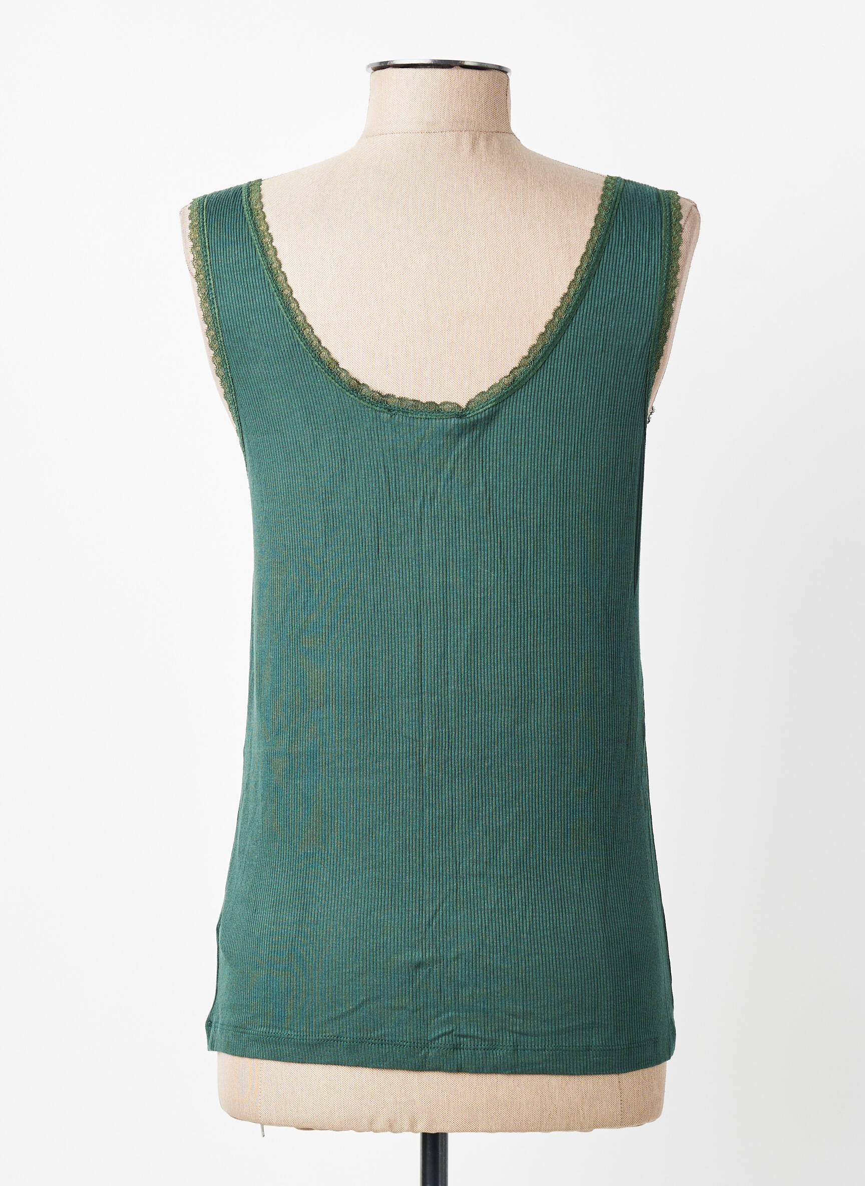 Top stretch sans manche vert GRACE & MILA femme