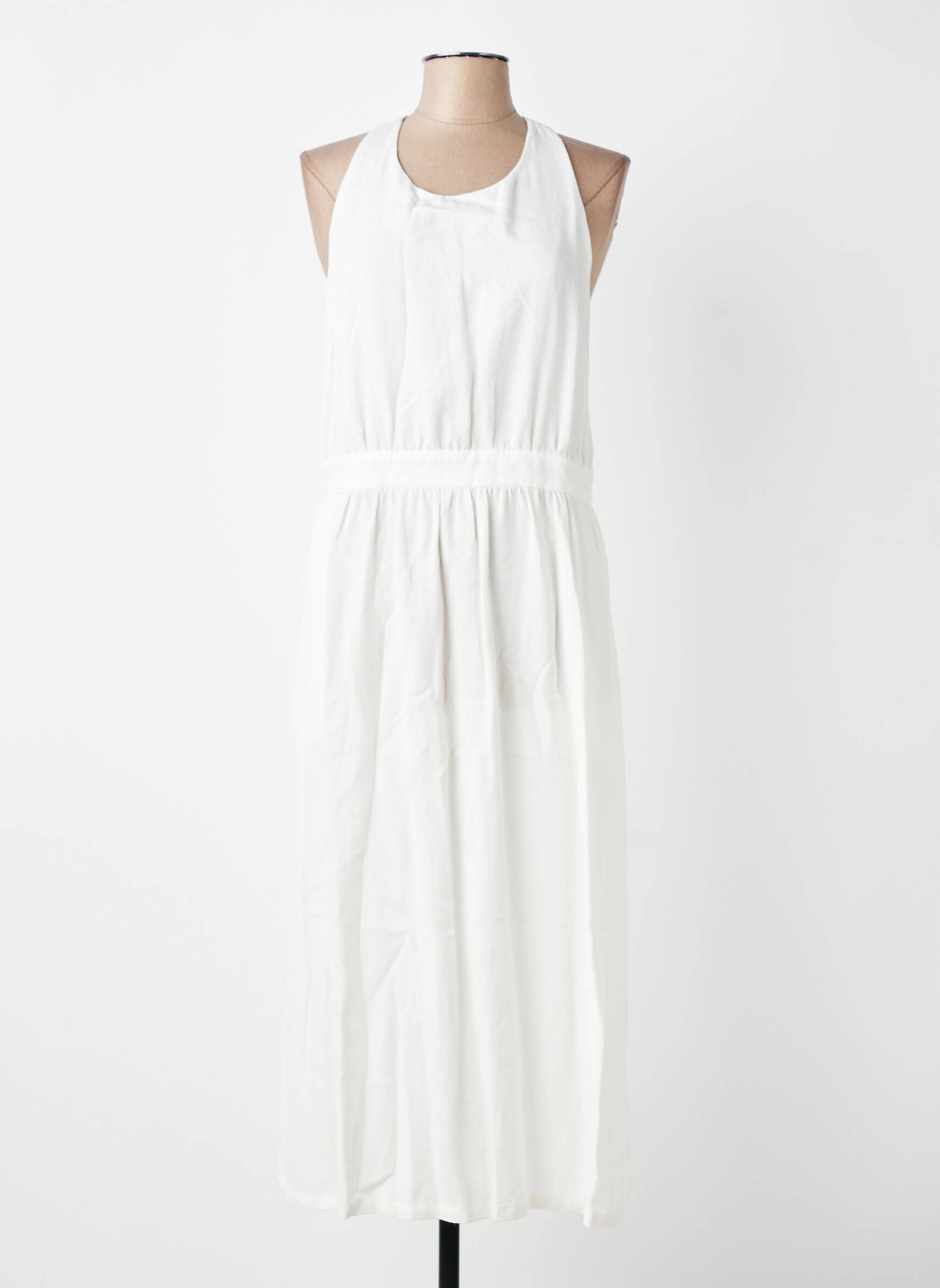 Robe longue tissage crêpe fines bretelles beige SEE U SOON femme