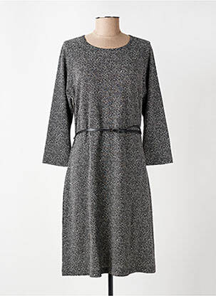 Robe mi-longue manches longues manches longues noir GRIFFON femme