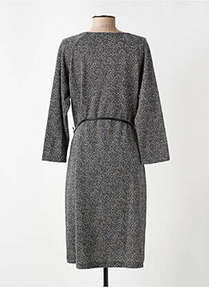 Robe mi-longue manches longues manches longues noir GRIFFON femme