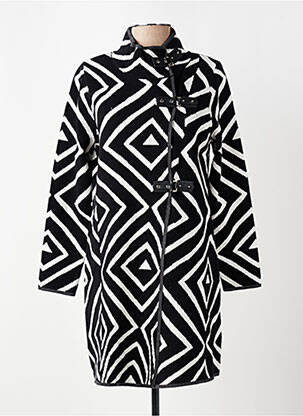 Manteau long coupe cintrée sans capuche noir MARBLE femme