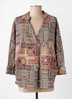 Blouse imprimé fantaisie manches 3/4 marron DANIELA COOL femme