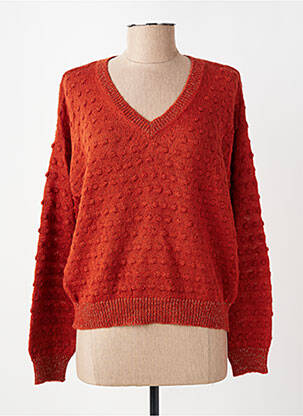 Pull col v manches longues orange LE PETIT BAIGNEUR femme