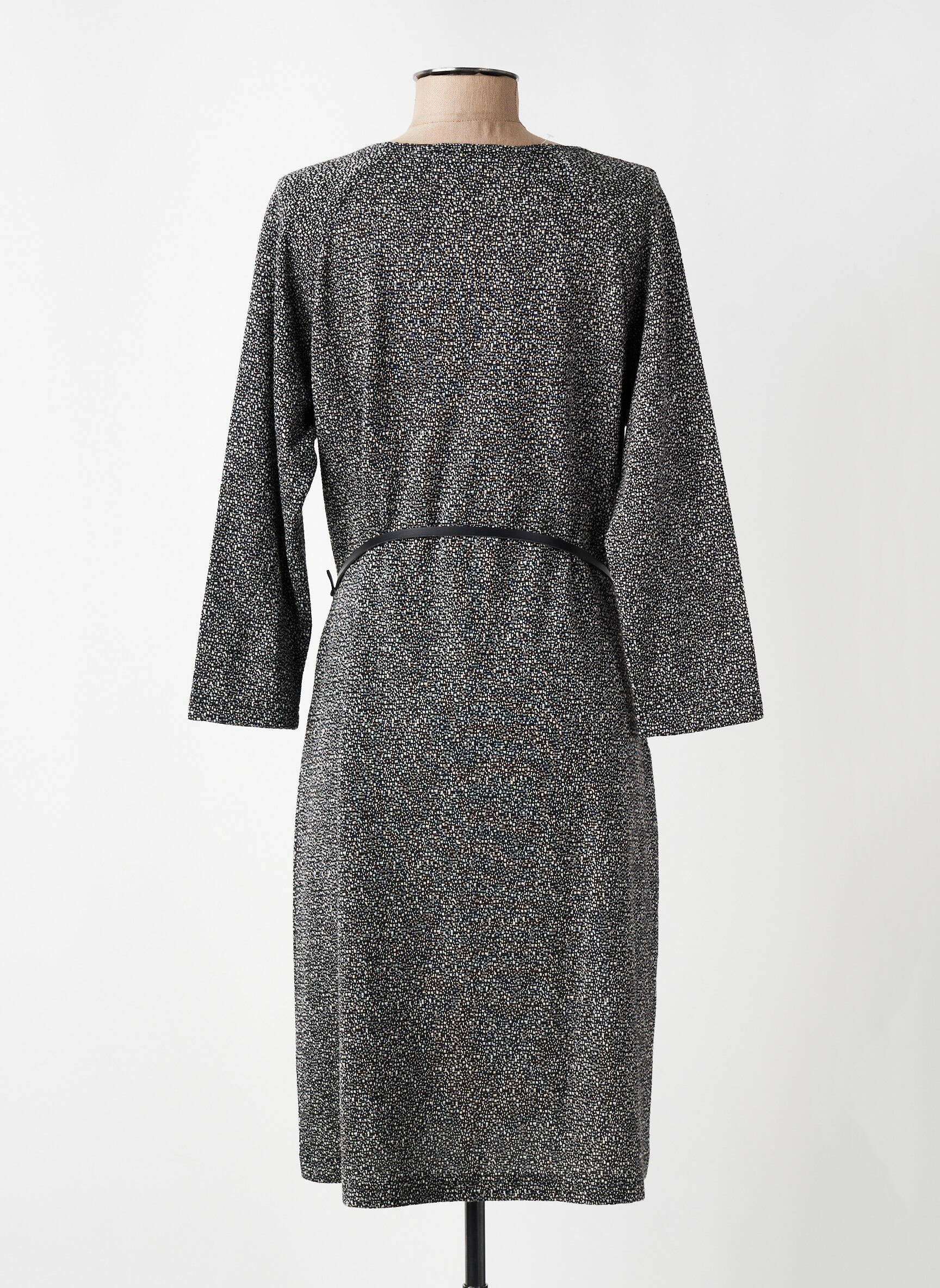 Robe mi-longue manches longues manches longues noir GRIFFON femme