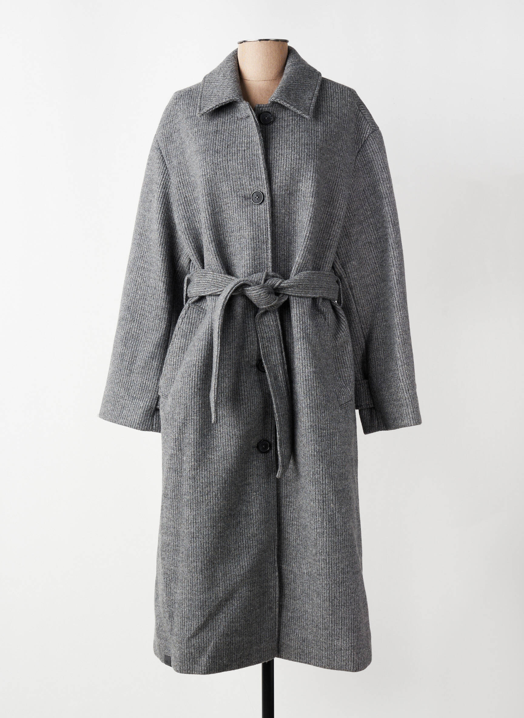 Manteau long coupe cintrée sans capuche gris TOM TAILOR femme