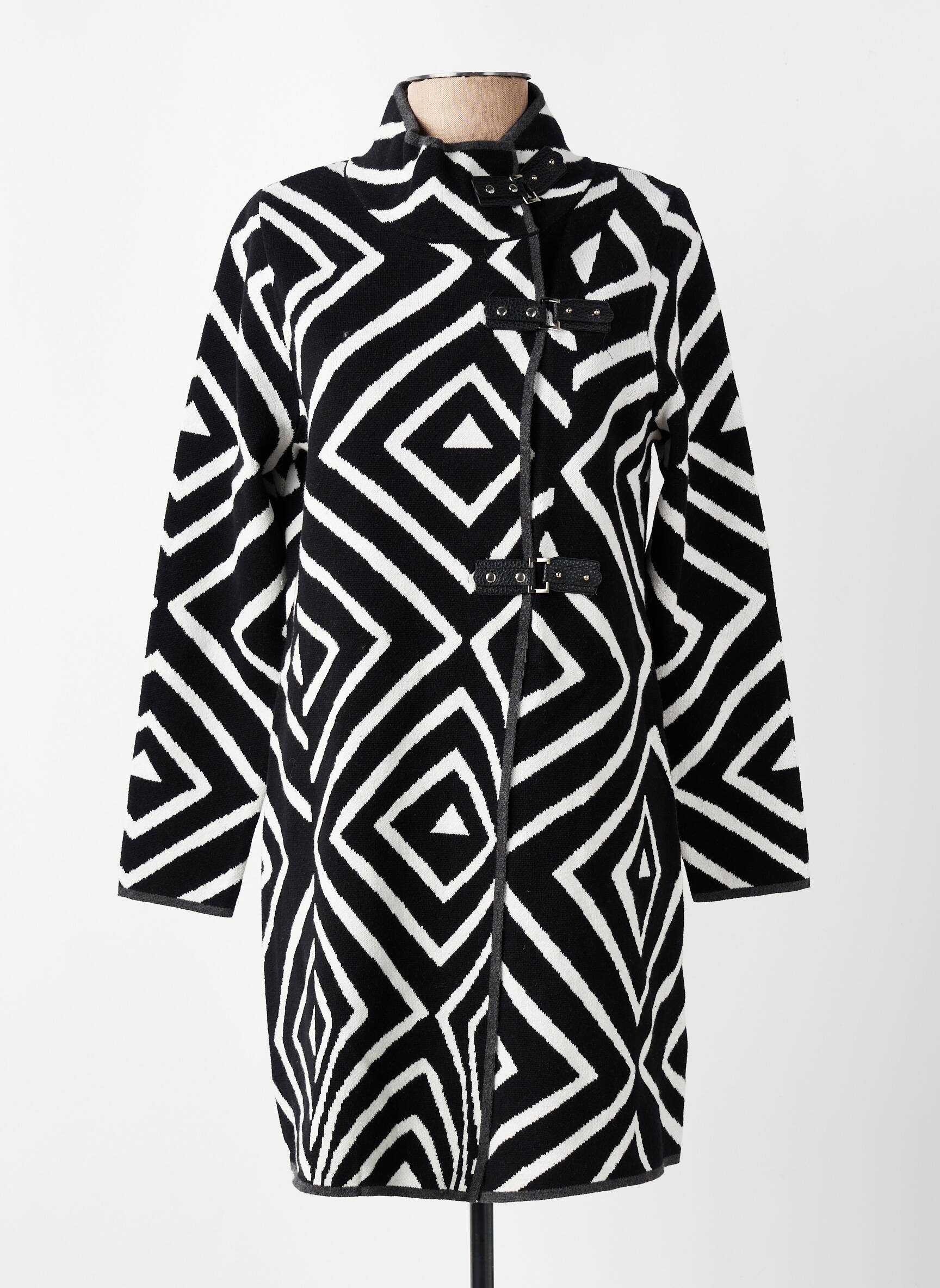 Manteau long coupe cintrée sans capuche noir MARBLE femme