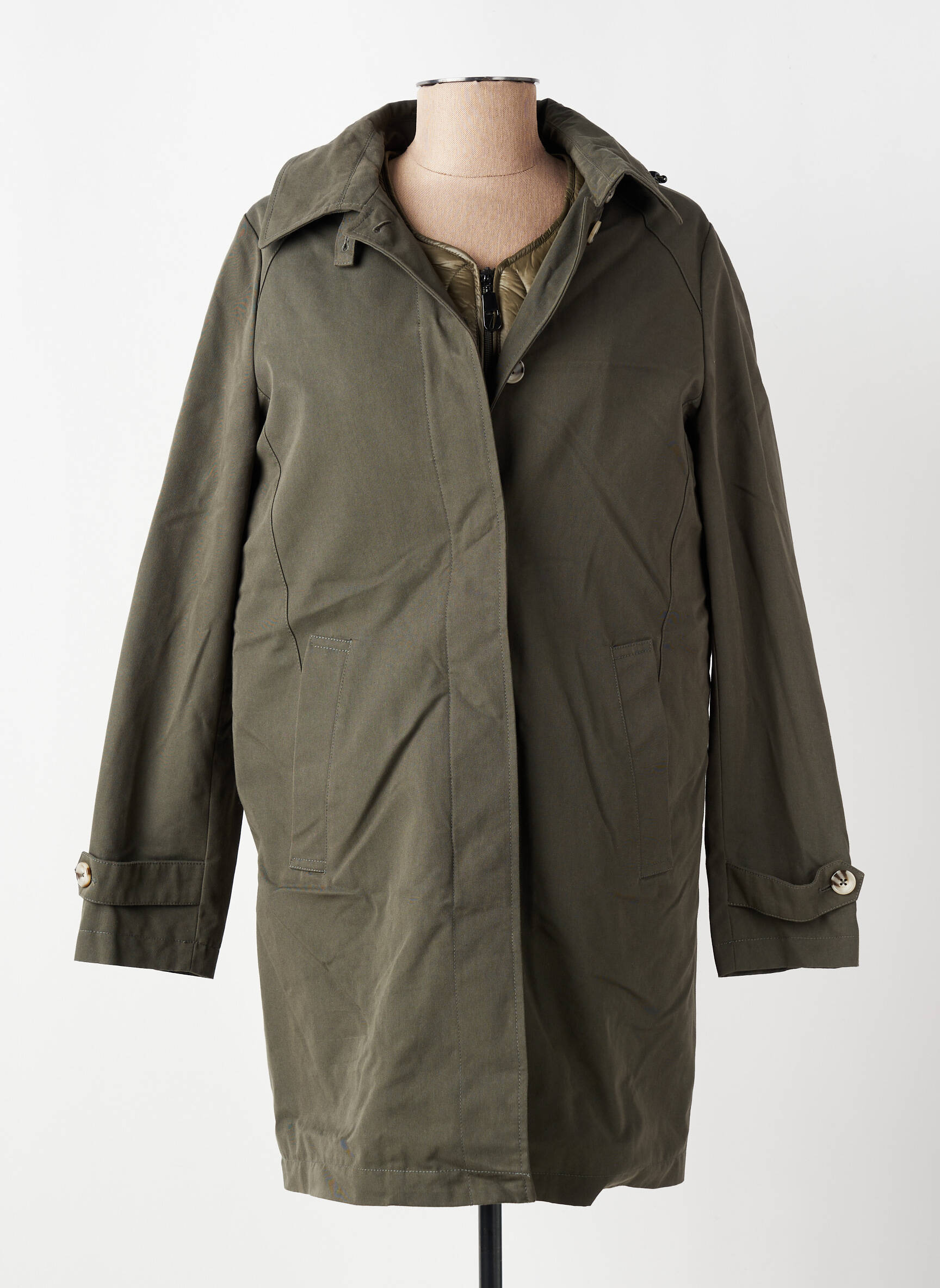 Parka manches longues a capuche vert 7 SEASONS femme