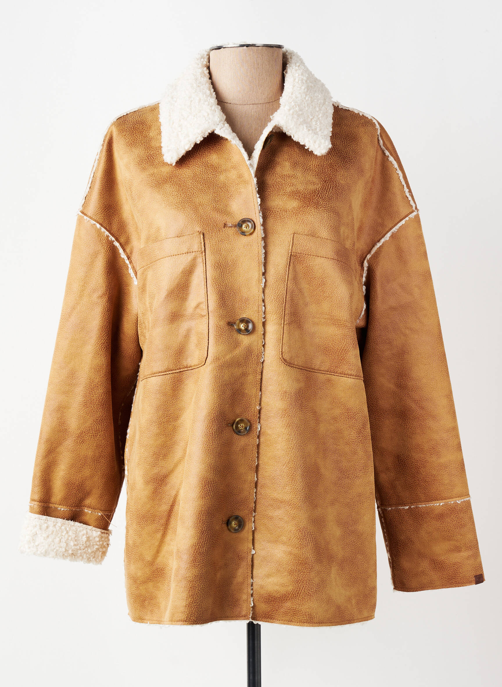 Manteau long coupe droite sans capuche marron TOM TAILOR femme