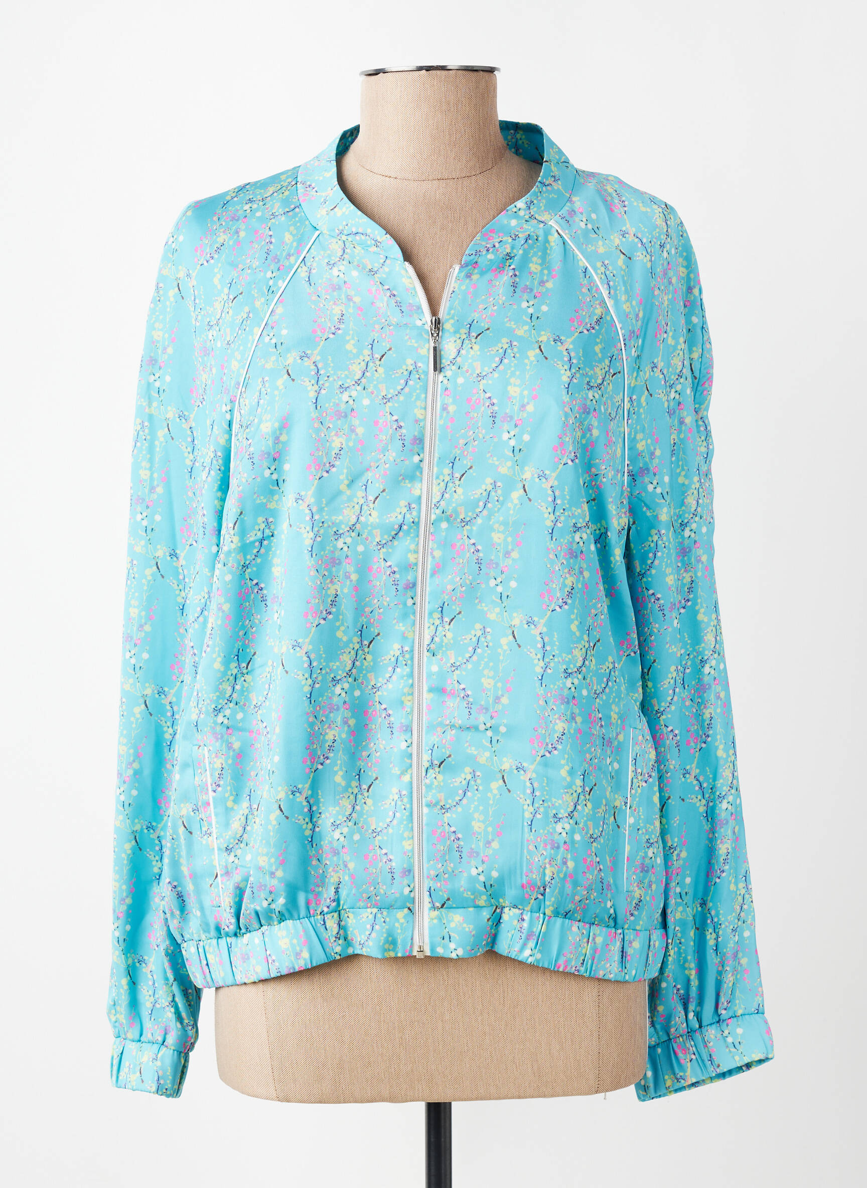 Blouson col v bleu CHRISTINE LAURE femme